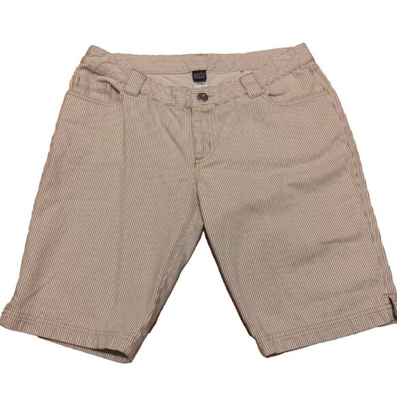 Patagonia Pants - Patagonia Inga Shorts Women's 8 White Tan Striped Low Rise Slim Fit 30" Waist